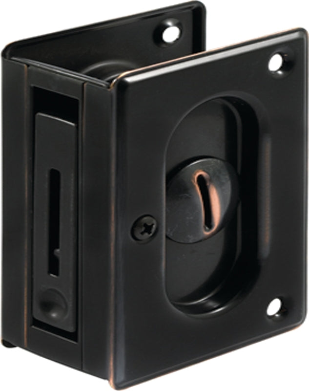 Prime-Line N 7368 Pocket Door Lock and Pull, Brass, Bronze