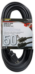 PowerZone OR532730 Extension Cord, 50 ft L, Black