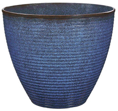 Landscapers Select Wave Planter, 18 in Dia, Round, Resin, Blue Wave