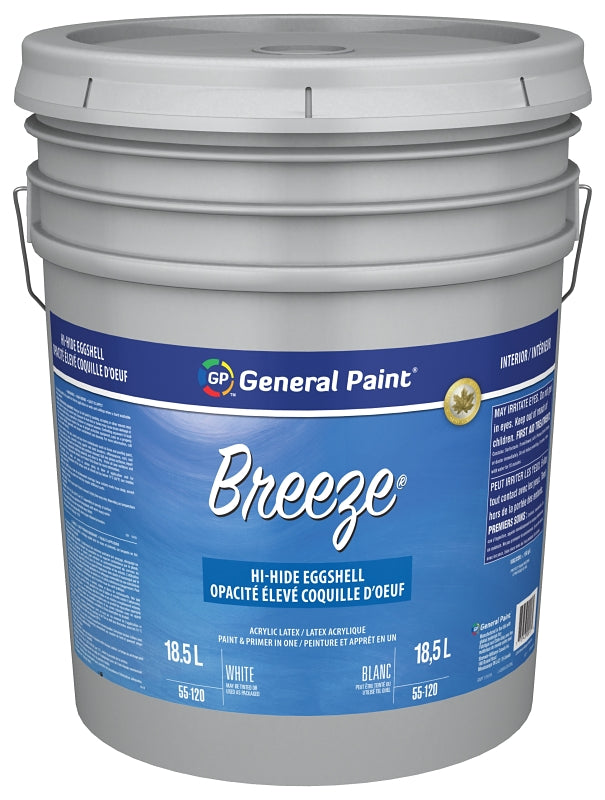 General Paint GE0055120-20 Interior Paint, Eggshell Sheen, White, 5 gal, Pail, 320 to 430 sq-ft Coverage Area