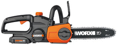 WORX WG322 Auto-Tension Chainsaw, 20 V Battery, 10 in L Bar/Chain, 3/8 in Bar/Chain Pitch, Black
