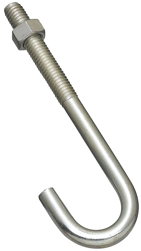 National Hardware 2195BC Series N232-959 J-Bolt, 3/8 in Thread, 5 in L, 225 lb Working Load, Steel, Zinc