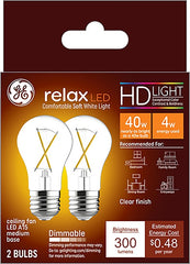 GE Relax 31313 Replacement Bulb, A15 Lamp, 40 W Equivalent, Medium (E26) Lamp Base, Dimmable, Clear, Soft White Light