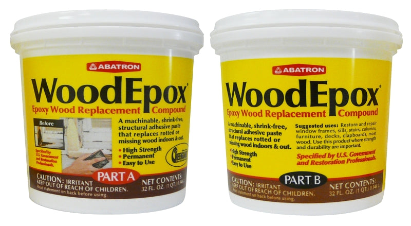 Abatron WE2QKR Wood Restoration System, Paste, Slight Ammonia, Tan/White, 2 qt