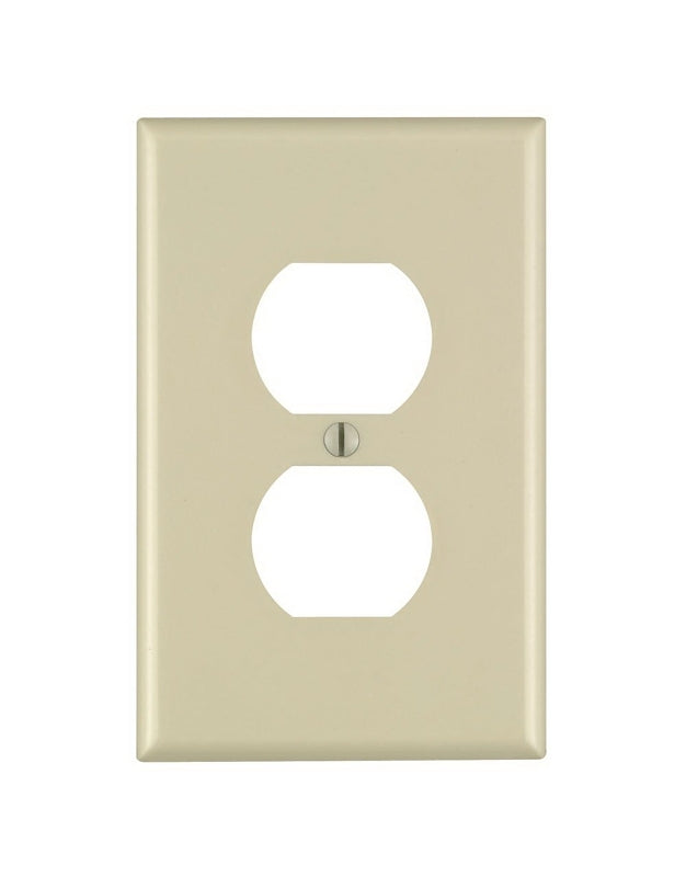 Leviton 80503-I Receptacle Wallplate, 4-7/8 in L, 3-1/8 in W, Midway, 1 -Gang, Plastic, Ivory, Surface Mounting