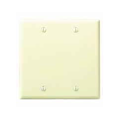 Leviton 001-86025-000 Wallplate, 4-1/2 in L, 4.56 in W, 0.22 in Thick, 2 -Gang, Thermoset Plastic, Ivory, Smooth