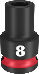 Milwaukee SHOCKWAVE Impact Duty Series 49-66-6132 Shallow Impact Socket, 8 mm Socket, 3/8 in Drive, Square Drive