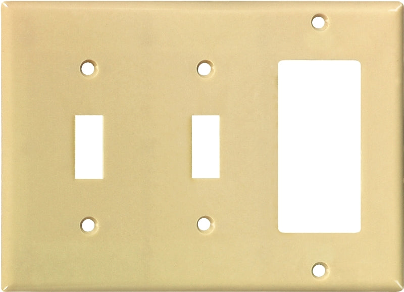 Eaton Wiring Devices 2173V-BOX Combination Wallplate, 4-1/2 in L, 6-3/8 in W, 3 -Gang, Thermoset, Ivory