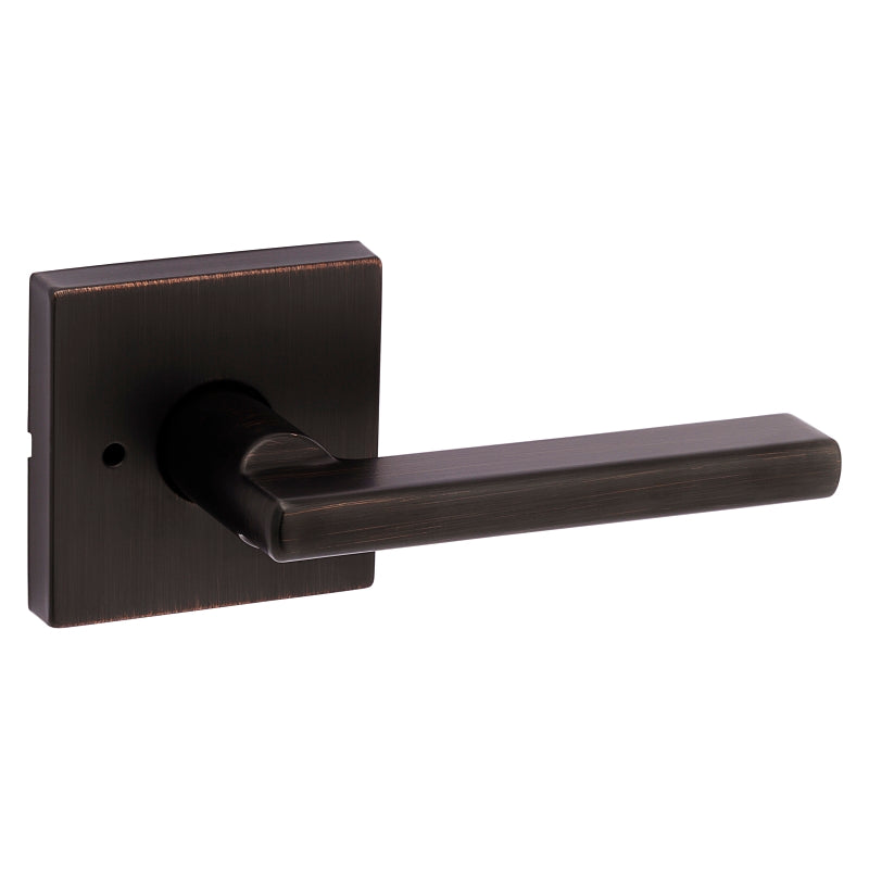 Kwikset Signature Series 155HFL SQT 11P Square Rosette Privacy Door Lever, Pushbutton Lock, Venetian Bronze, Zinc
