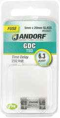 Jandorf 60681 Time Delay Fuse, 6.3 A, 250 V, 63 A Interrupt, Glass Body