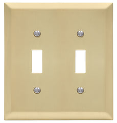 Amerelle 163TTSB Wallplate, 4-15/16 in L, 4-9/16 in W, 2 -Gang, Steel, Satin Brass