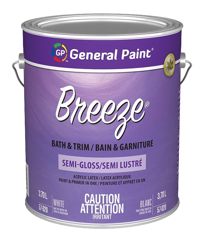 General Paint 57-020-16 Kitchen and Bath Paint, Semi-Gloss, White, 1 gal, Latex Base