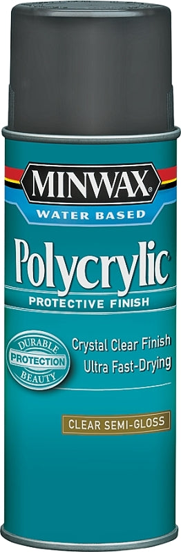 Minwax Polycrylic 34444000 Protective Finish Paint, Semi-Gloss, Liquid, Crystal Clear, 11.5 oz, Aerosol Can