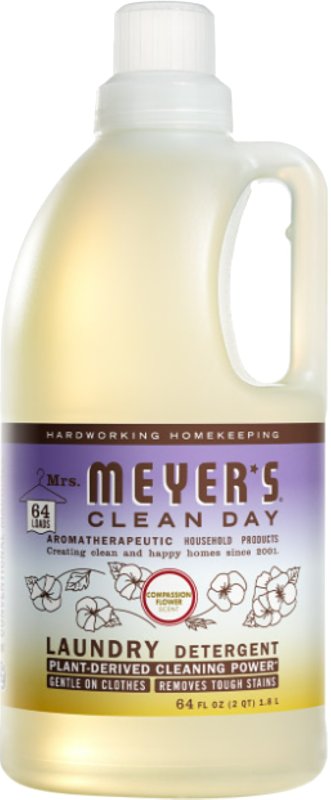 Mrs. Meyer's Clean Day 11928 Laundry Detergent, 64 fl-oz Bottle, Liquid, Compassion Flower