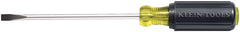 Klein Tools 605-6 Screwdriver, 1/4 in Drive, Cabinet Drive, 10-11/32 in OAL, 6 in L Shank, Rubber Handle