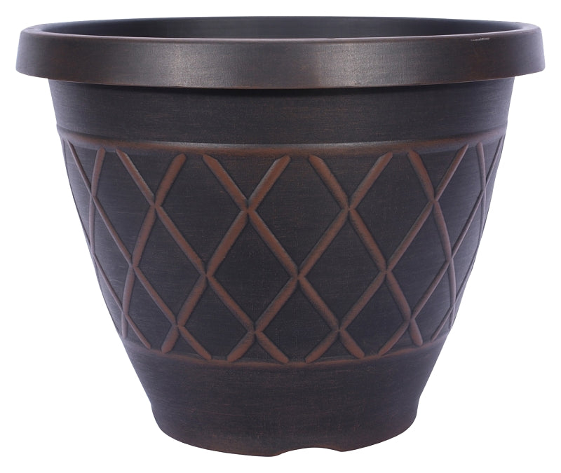 Southern Patio HDR-054849 Planter, Round, Resin, Brown