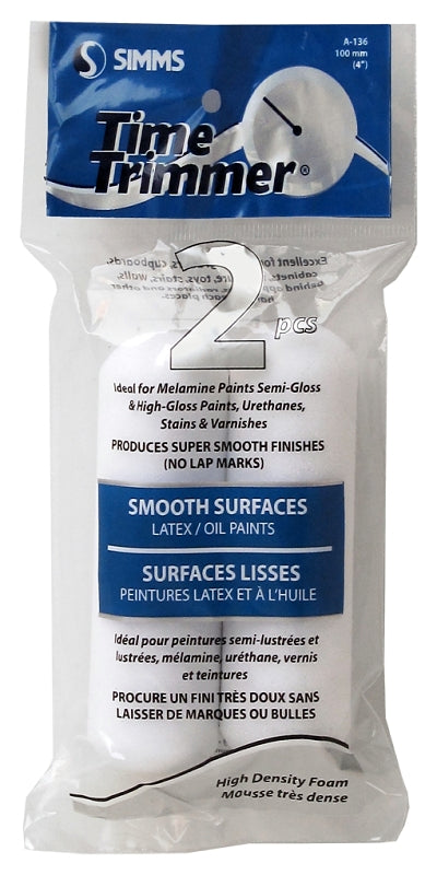 Time Trimmer Super Fine A-136 Mini Roller Refill, 7/16 in Thick Nap, 4 in L, Foam Cover