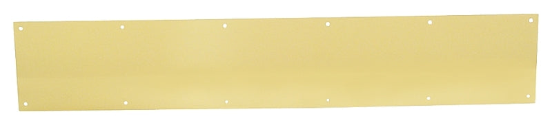 Schlage SC8400PA3-8X34 Kick Plate, 34 in L, 8 in W, Aluminum, Brass