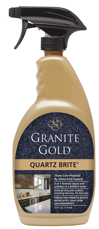 Granite Gold GG0069 Quartz Brite Cleaner, 24 oz, Liquid, Lemon Citrus, Clear/Slightly Hazy