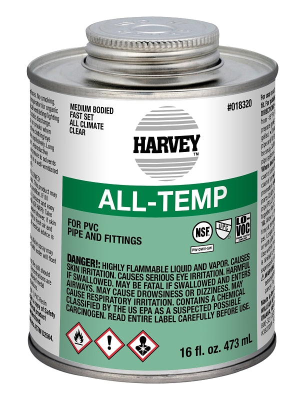Harvey 018320-12 Solvent Cement, 16 oz Can, Liquid, Gray