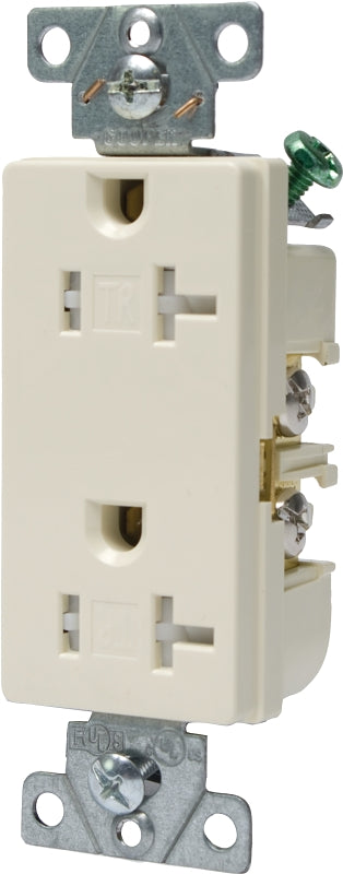 Arrow Hart TR6352 TR6352W-BOX Duplex Receptacle, 2 -Pole, 20 A, 125 V, Back, Side Wiring, NEMA: 5-15R, White