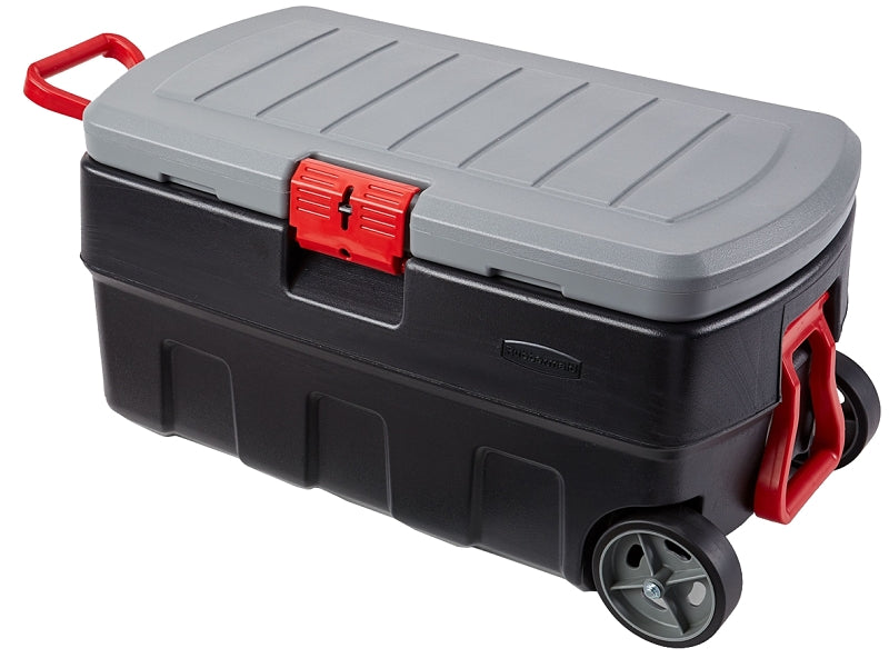 United Solutions RMAP350005 Lockable Storage Box, 35 gal Volume, HDPE, Black/Gray/Red, 36 in L, 19 in W, 17 in H