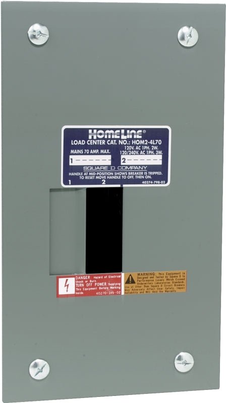 Square D Homeline HOM24L70FCP Load Center, 70 A, 2 -Space, 4 -Circuit, Main Lug, NEMA 1 Enclosure, Plug Mounting