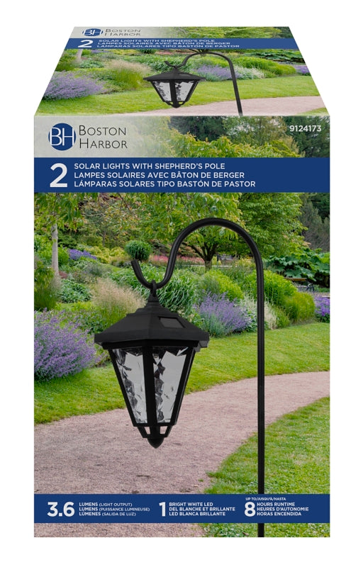 Boston Harbor 26056 Solar Shepard's Hook Coach Light, NI-Mh Battery, AA Battery, 1 -Lamp, Plastic Fixture, Black
