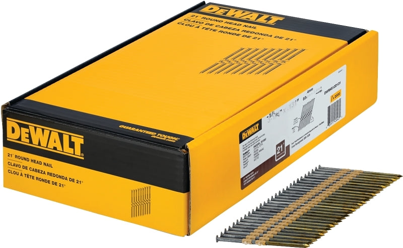 DeWALT DWRHS8D148 Framing Nail, 2-3/8 in L, 9 Gauge, Steel, Bright, Full Round Head, Smooth Shank