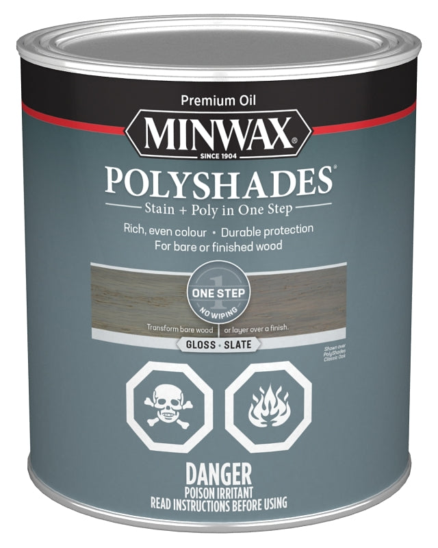Minwax PolyShades CM6149844 Stain, Gloss, Slate, 1 qt