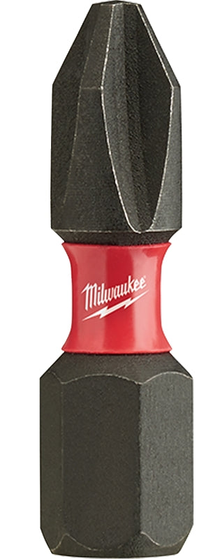 Milwaukee SHOCKWAVE 48-32-4712 Insert Bit, #2 Drive, Phillips Drive, 1/4 in Shank, Hex Shank, 1 in L, Steel