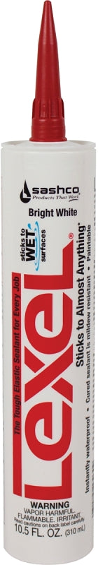 Lexel 13030 Elastic Sealant, White, 7 days Curing, 0 to 120 deg F, 10.5 oz Cartridge