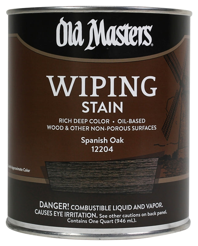 Old Masters 12204 Wiping Stain, Spanish Oak, Liquid, 1 qt, Can