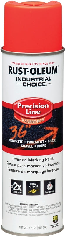 Industrial Choice 203028 Inverted Marking Spray Paint, Semi-Gloss, Fluorescent Red/Orange, 17 oz, Can