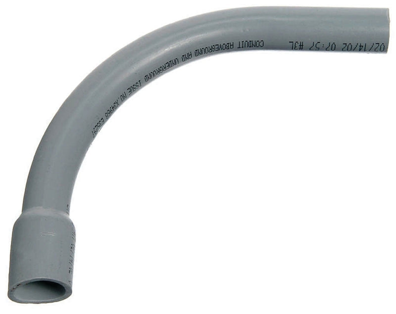 Carlon UA9DJB-UPC Conduit Elbow, 90 deg Angle, 2 in Bell End, PVC, Gray