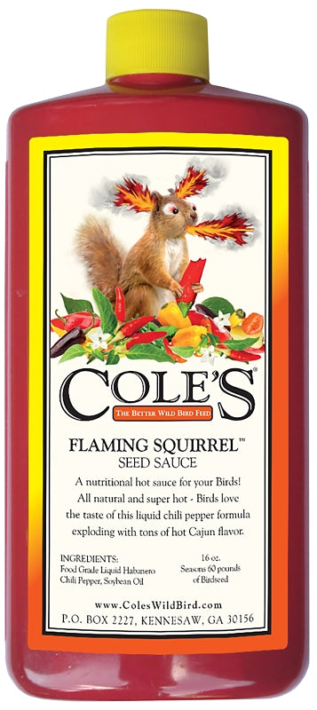 Cole's Flaming Squirrel Seed Sauce FS16 Bird Seed, Cajun Flavor, 16 oz Bottle