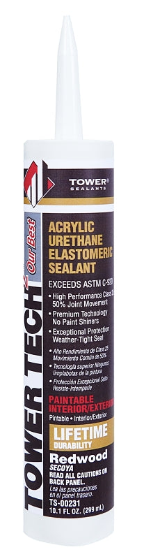 Tower Sealants TOWER TECH2 TS-00231 Elastomeric Sealant, Redwood, 7 to 14 days Curing, 40 to 140 deg F, 10.1 fl-oz Tube