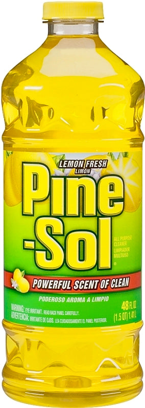 Pine-Sol 40199 All-Purpose Cleaner, 48 oz Bottle, Liquid, Fresh Lemon, Yellow