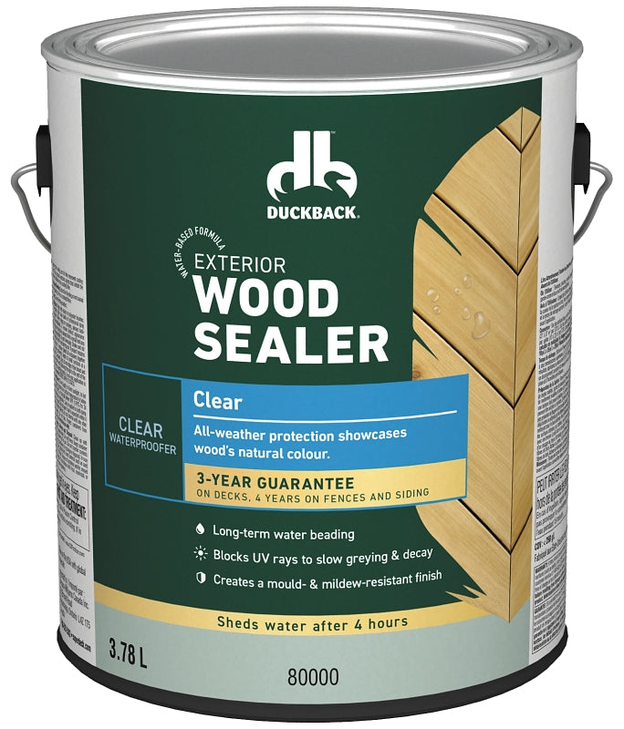 Duckback BCWB80000-16 Exterior Wood Sealer, Clear, Liquid, 1 gal
