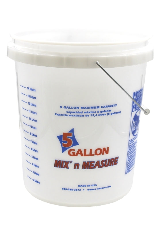 ENCORE Plastics 1001238 Paint Pail, 5 gal Capacity, Plastic, White, Form Grip Handle