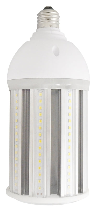 PowerZone O-CB-5-26BW LED Bulb, Corn Cob, E26 Lamp Base, Clear, Daylight Light