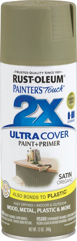 2X Ultra Cover 334077 Spray Paint, Satin, Oregano, 12 oz, Can