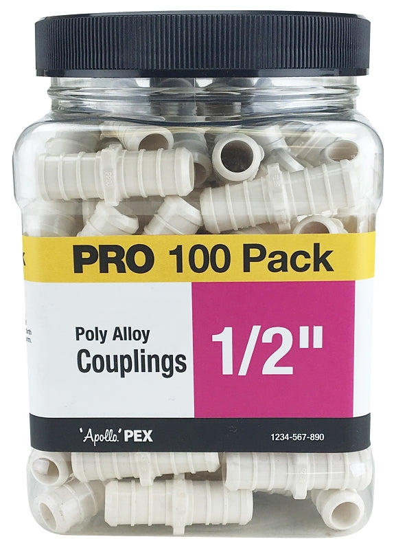 Apollo Valves PXPAC12100JR Coupling, 1/2 in, Barb, Plastic, 200 psi Pressure