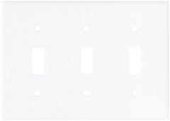 Eaton Wiring Devices 2141W-BOX Wallplate, 4-1/2 in L, 6-3/8 in W, 3 -Gang, Thermoset, White, High-Gloss