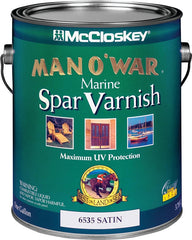 McCloskey Man O' War 080.0006535.007 Marine Spar Varnish, Satin, Clear, Liquid, 1 gal