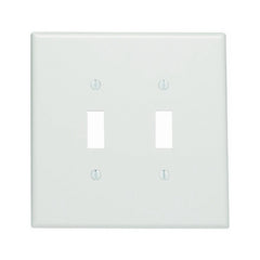 Leviton 88109 Wallplate, 5-1/4 in L, 5.31 in W, 2 -Gang, Thermoset Plastic, White, Smooth
