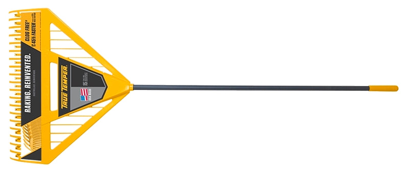 True Temper 2704000 Leaf Rake, Poly Tine, 11 in L Tine, 26 in W Tine, 39-Tine, Steel Handle, 60 in L Handle