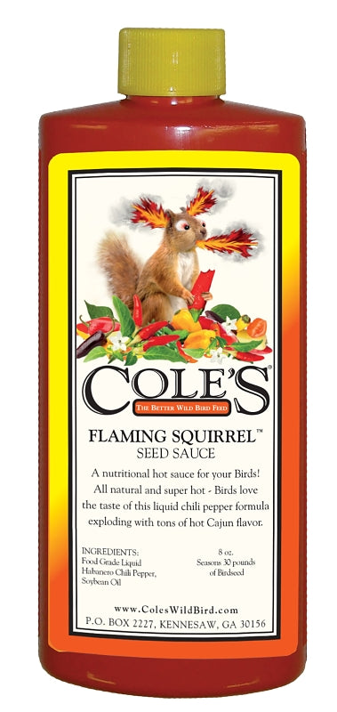 Cole's Flaming Squirrel Seed Sauce FS08 Bird Seed, Cajun Flavor, 8 oz Bottle