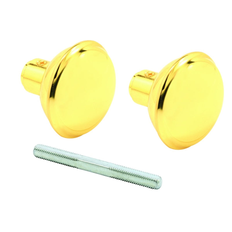 Prime-Line E 2297 Door Knob Set, 2-3/16 in Dia, Brass, Polished