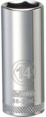 DeWALT DWMT86326OSP Drive Socket, 14 mm Socket, 3/8 in Drive, 6-Point, Vanadium Steel, Polished Chrome